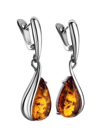 Sterling Silver Drop Earrings With Cognac Amber The Gioconda, image , picture 3