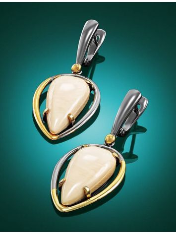 Drop Gold-Plated Earrings With Natural Mammoth Tusk The Era, image , picture 2