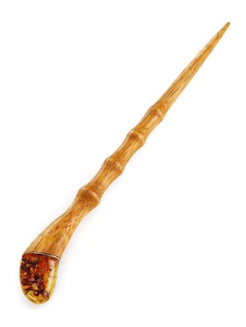 Wooden Hair Stick With Amber, image , picture 4