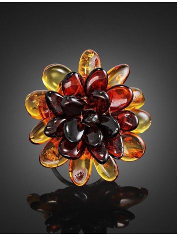 Adjustable Amber Ring The Chrysanthemum, Ring Size: Adjustable, image , picture 2
