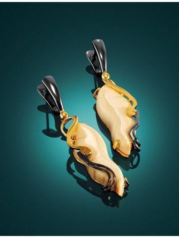 Elongated Mammoth Tusk Earrings In Gold-Plated Silver The Era, image , picture 2