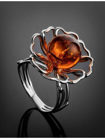 Bright Amber Ring In Sterling Silver The Daisy, Ring Size: Adjustable, image , picture 2