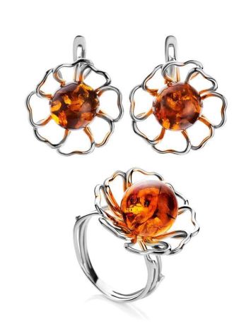Bright Amber Ring In Sterling Silver The Daisy, Ring Size: Adjustable, image , picture 5