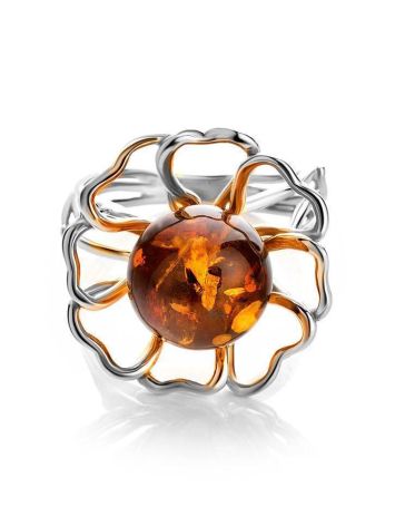 Bright Amber Ring In Sterling Silver The Daisy, Ring Size: Adjustable, image , picture 3