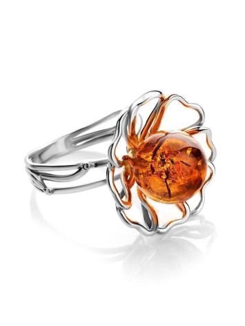 Bright Amber Ring In Sterling Silver The Daisy, Ring Size: Adjustable, image , picture 4