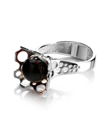 Cherry Amber Ring In Sterling Silver The Geneva, Ring Size: 6 / 16.5, image , picture 4