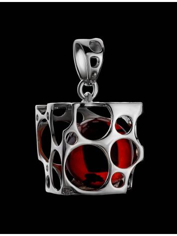 Cube Amber Pendant In Sterling Silver The Geneva, image , picture 2