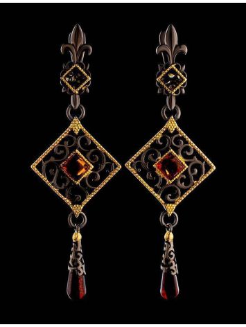 Gold-Plated Dangles With Multicolor Amber The Arabesque, image , picture 2
