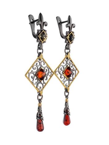 Gold-Plated Dangles With Multicolor Amber The Arabesque, image , picture 3