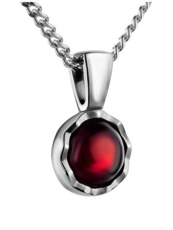 Sterling Silver Necklace With Cherry Amber, Length: 50, image , picture 4