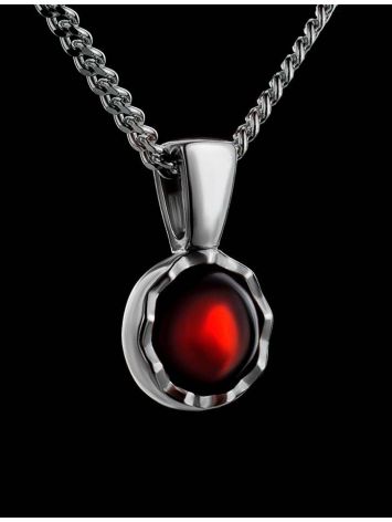 Sterling Silver Necklace With Cherry Amber, Length: 50, image , picture 2