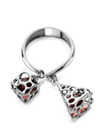 Dangle Amber Ring In Sterling Silver The Geneva, Ring Size: 10 / 20, image , picture 4