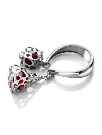 Dangle Amber Ring In Sterling Silver The Geneva, Ring Size: 10 / 20, image , picture 5