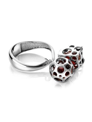 Dangle Amber Ring In Sterling Silver The Geneva, Ring Size: 8.5 / 18.5, image , picture 3