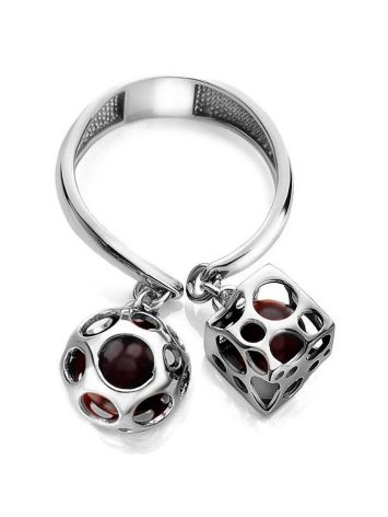 Dangle Amber Ring In Sterling Silver The Geneva, Ring Size: 8.5 / 18.5, image , picture 4