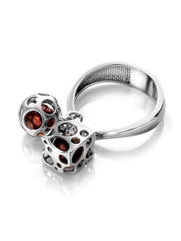 Dangle Amber Ring In Sterling Silver The Geneva, Ring Size: 8.5 / 18.5, image , picture 5