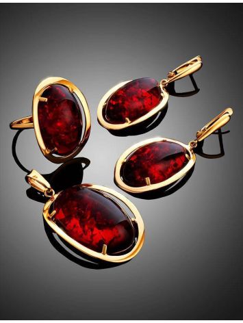 Bold Gold-Plated Pendant With Cherry Amber The Elegy, image , picture 4