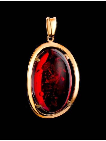 Bold Gold-Plated Pendant With Cherry Amber The Elegy, image , picture 2