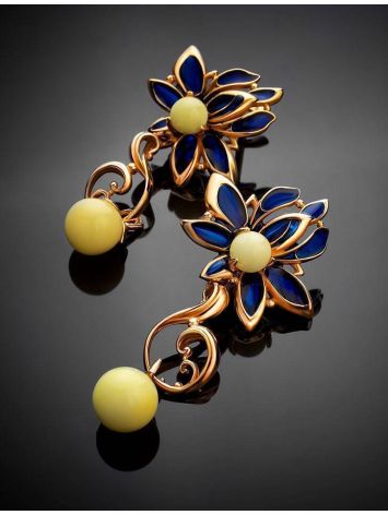 Gold-Plated Dangles With Amber And Enamel The Verona, image , picture 3