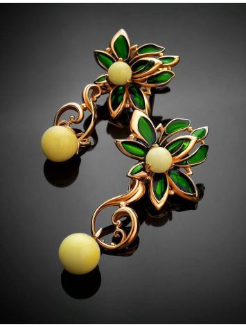Bold Gold-Plated Dangles With Amber And Enamel The Verona, image , picture 2