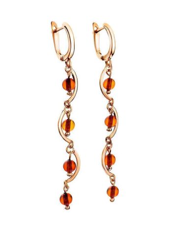Cherry Amber Dangle Earrings In Gold-Plated Silver The Siesta, image , picture 3