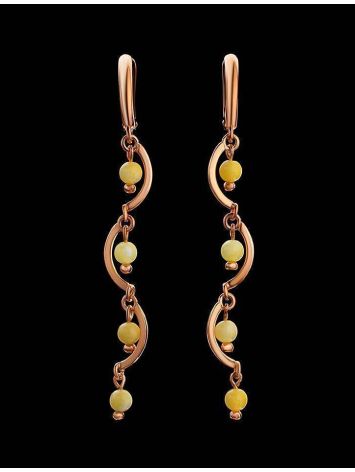 Honey Amber Dangle Earrings In Gold-Plated Silver The Siesta, image , picture 2