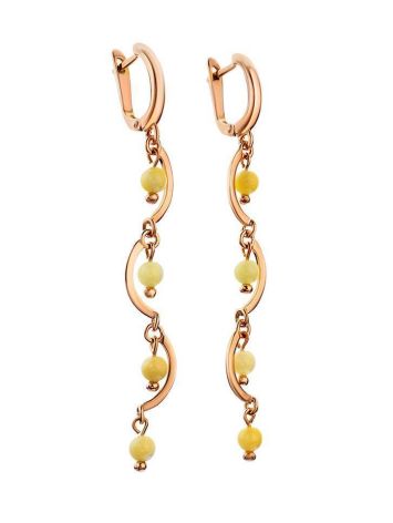 Honey Amber Dangle Earrings In Gold-Plated Silver The Siesta, image , picture 4