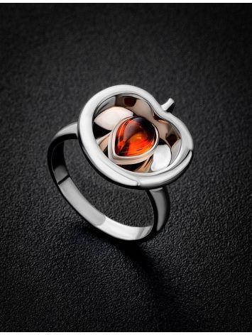 Sweet Cognac Amber Apple Ring In Sterling Silver The Confiture​, Ring Size: 5 / 15.5, image , picture 2