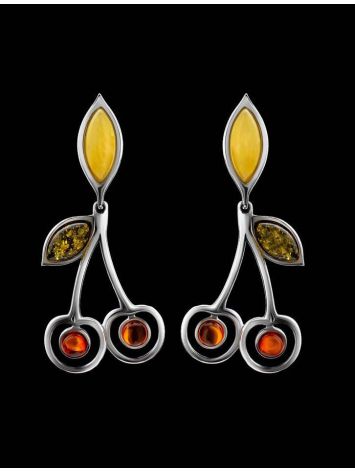 Multicolor Amber Cherry Earrings In Sterling Silver The Confiture, image , picture 2