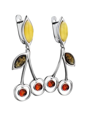 Multicolor Amber Cherry Earrings In Sterling Silver The Confiture, image , picture 4