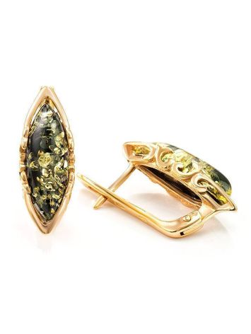 Golden Earrings With Luminous Green Amber The Ballade, image , picture 4