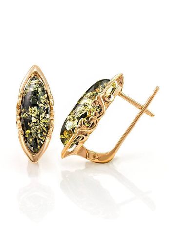 Golden Earrings With Luminous Green Amber The Ballade, image , picture 3