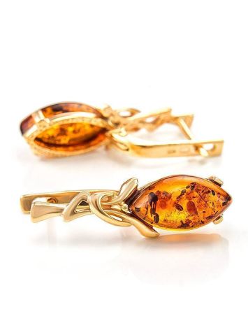 Cognac Amber Earrings In Gold The Constance, image , picture 5