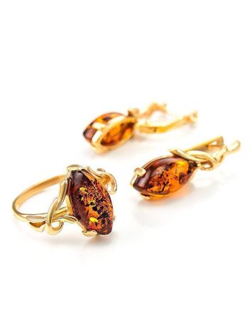 Cognac Amber Earrings In Gold The Constance, image , picture 6