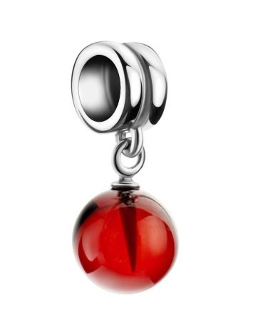 Sterling Silver Charm With Cherry Amber Pendant, image , picture 3