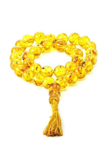 Islamic 33 Lemon Amber With Inclusions Prayer Beads, image 