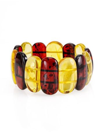 Two Toned Amber Flat Beaded Bracelet, image , picture 3