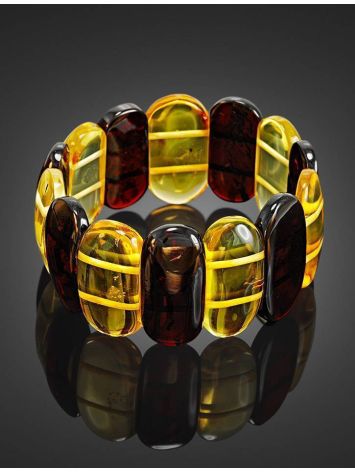 Two Toned Amber Flat Beaded Bracelet, image , picture 2