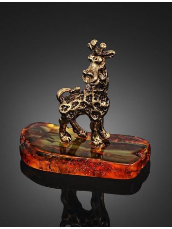 Очаровательный сувенир из латуни и натурального янтаря «Весёлый жираф», image , picture 3