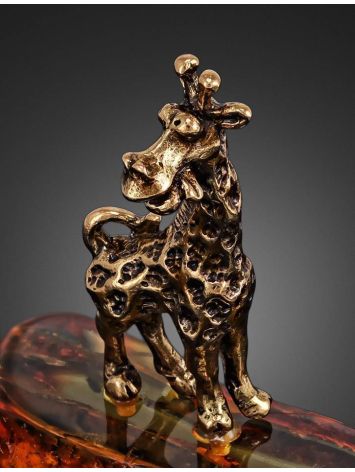 Очаровательный сувенир из латуни и натурального янтаря «Весёлый жираф», image , picture 2