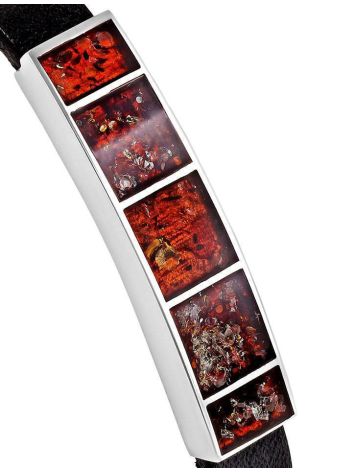 Leather Bracelet With Cherry Amber The London, image , picture 3