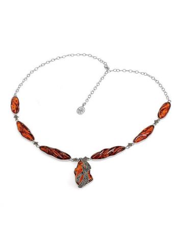 Cognac Amber Pendant Necklace In Sterling Silver With Marcasites The Colorado, image , picture 4