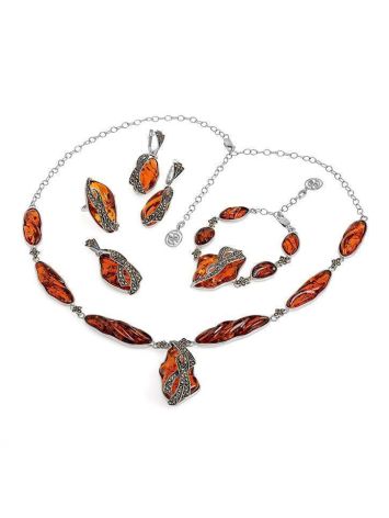 Cognac Amber Pendant In Sterling Silver With Crystals The Colorado, image , picture 4