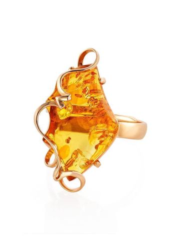 Handmade Golden Ring With Lemon Amber The Rialto, Ring Size: Adjustable, image , picture 3