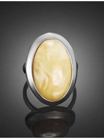 Bold Amber Cocktail Ring In Sterling Silver The Glow, Ring Size: Adjustable, image , picture 2