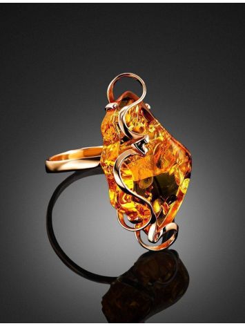 Handmade Golden Ring With Lemon Amber The Rialto, Ring Size: Adjustable, image , picture 2