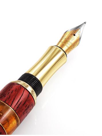 Handcrafted Padauk Wood Fountain Pen With Honey Amber The Indonesia, image , picture 5