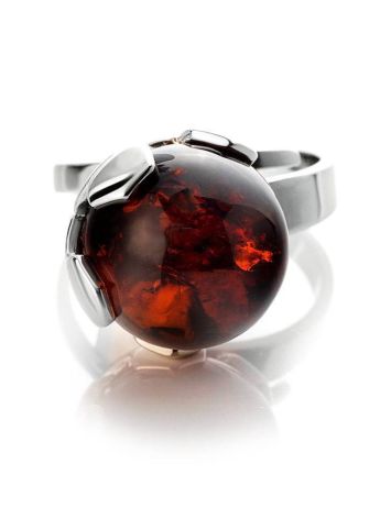 Designer Silver Ring With Cherry Amber The League, Ring Size: Adjustable, image , picture 5