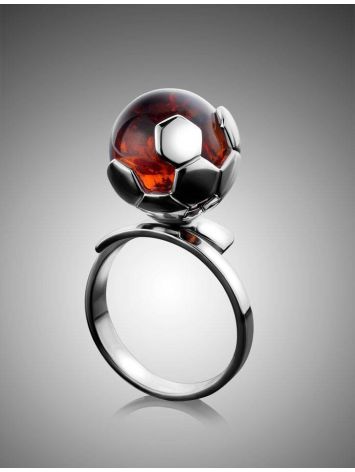 Designer Silver Ring With Cherry Amber The League, Ring Size: Adjustable, image , picture 2