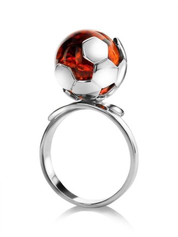 Designer Silver Ring With Cherry Amber The League, Ring Size: Adjustable, image , picture 3